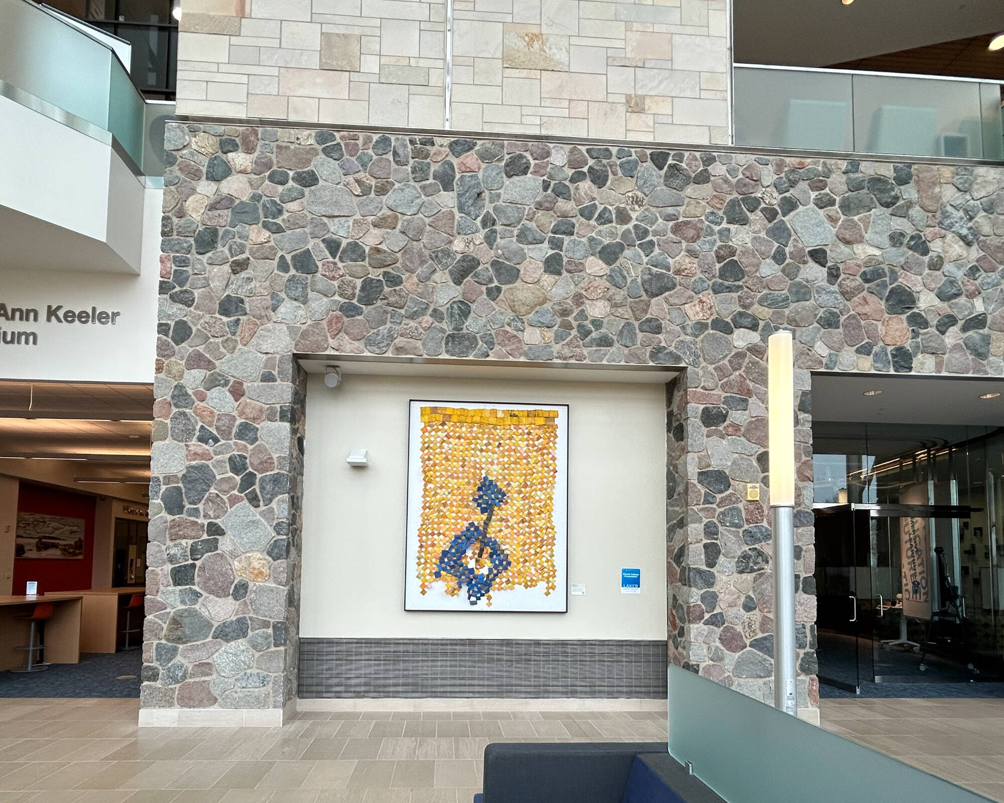 Artwork on display inside the Mary Idema Pew Library